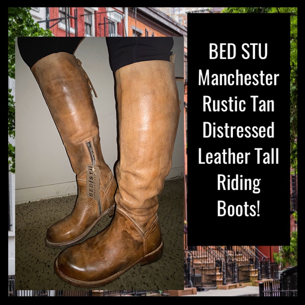BED STU Manchester Tan Leather Tall Riding Boots!